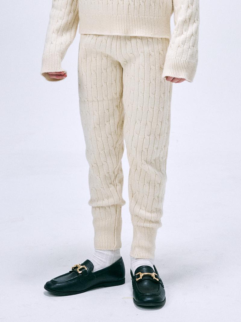 KIDS CABLE KNIT PANTS_IVORY