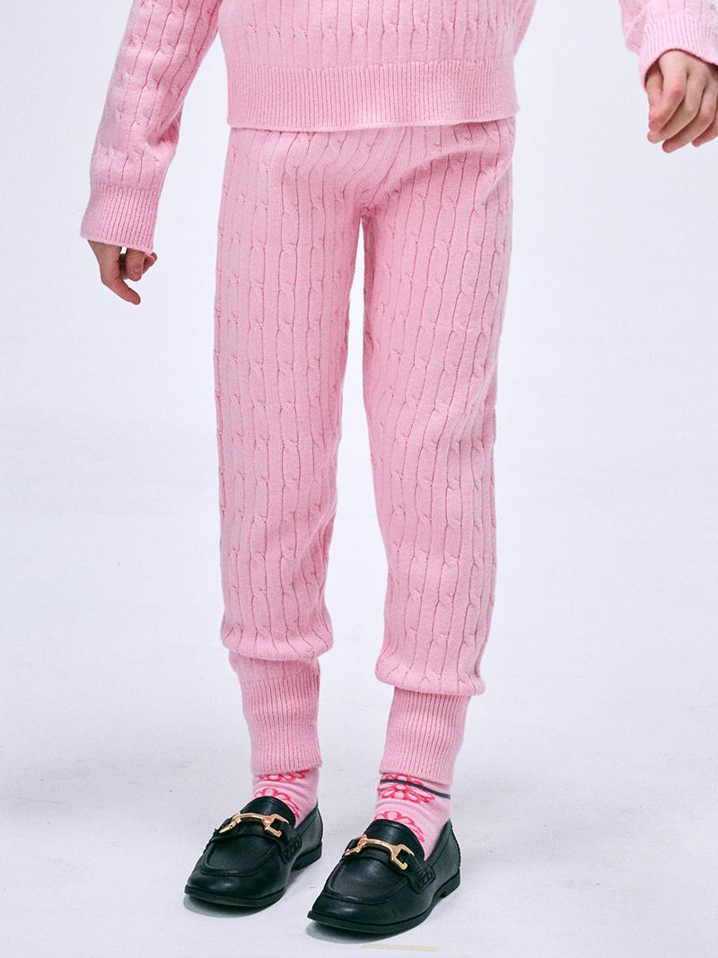 KIDS CABLE KNIT PANTS_PINK